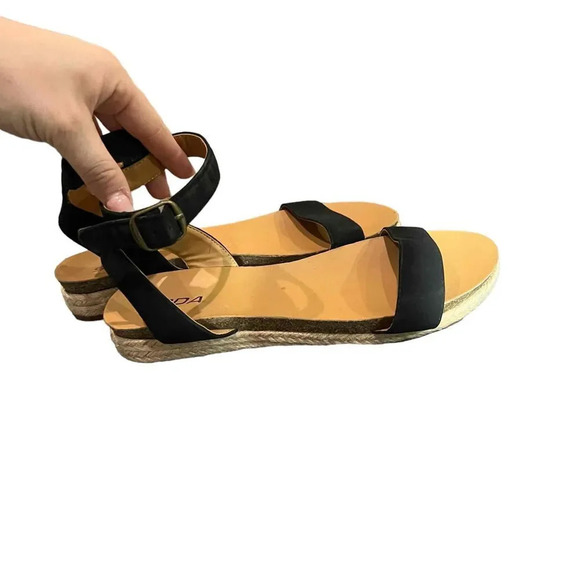 SODA Tacoma‎ Espadrille Black Open Toe Ankle Strap Sandals Women's Size 10 - Picture 6 of 9